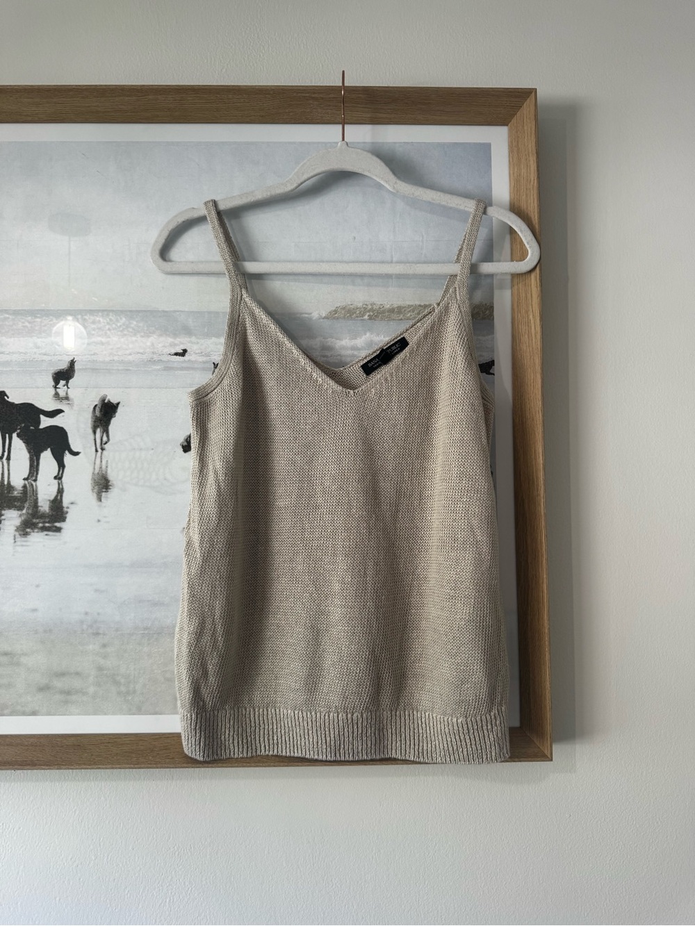 Banana Republic Beige Knit V-Neck Tank